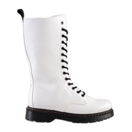 SHELOVET Stivali alti bianchi bianco nero