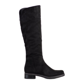 SHELOVET Stivali Neri Con Cubic Zirconia nero