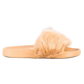 SHELOVET Pantofole In Gomma Con Pelliccia beige giallo