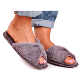 Pantofole Donna Pantofole Pelliccia Fiocco Grigio