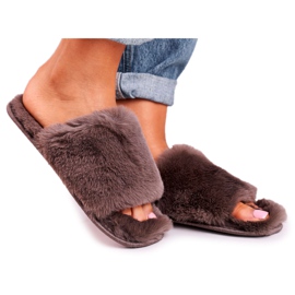 Pantofole da donna Pantofole in pelliccia Grigio Sweet marrone