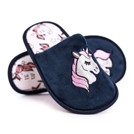 Pantofole Per Bambini Con Unicorno Unicorno Blu Navy