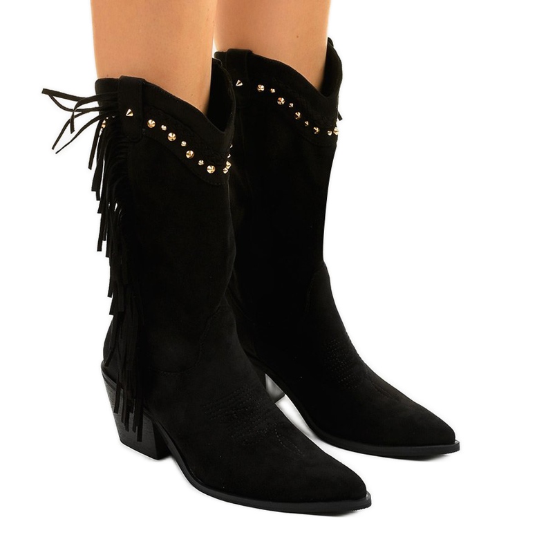 Stivali boho in pelle scamosciata nera di Loneflare nero