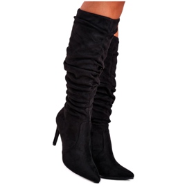 SEA Stivali Donna Con Tacco Alto Camoscio Nero BM217 Dynamic
