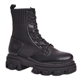 SEA Stivali stringati da donna con calzino NS156 Black My Need nero