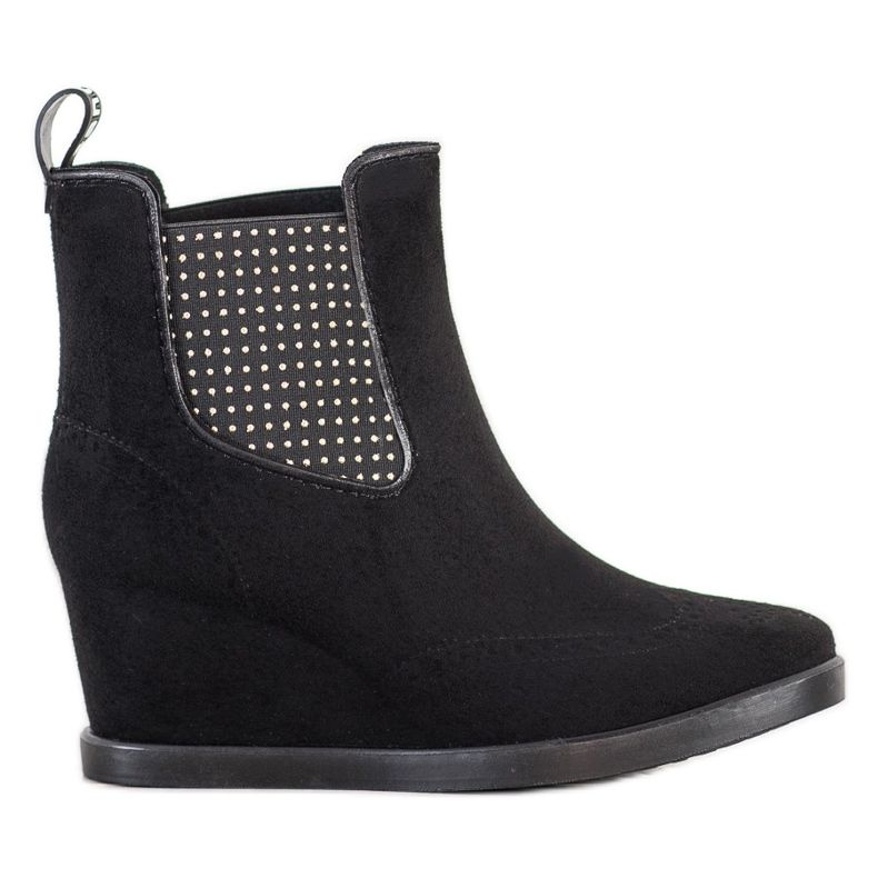 Bona Stivali slip-on su una zeppa nero