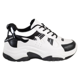 SHELOVET Comode scarpe da ginnastica in ecopelle bianco nero