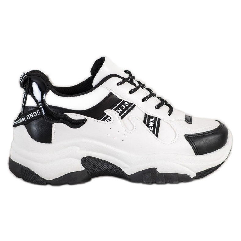 SHELOVET Comode scarpe da ginnastica in ecopelle bianca nero