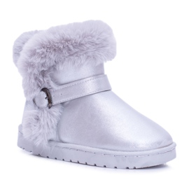 FRROCK Caldi stivali da neve per bambini con pelliccia Silver JellyBeans argento