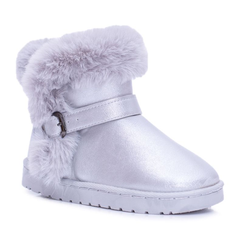 FRROCK Caldi stivali da neve per bambini con pelliccia Silver JellyBeans d'argento