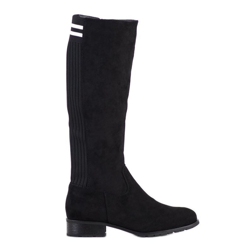 SHELOVET Comodi stivali in pelle scamosciata nero