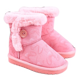 Apawwa Doposci per bambini con pelliccia e bottone rosa Kawai