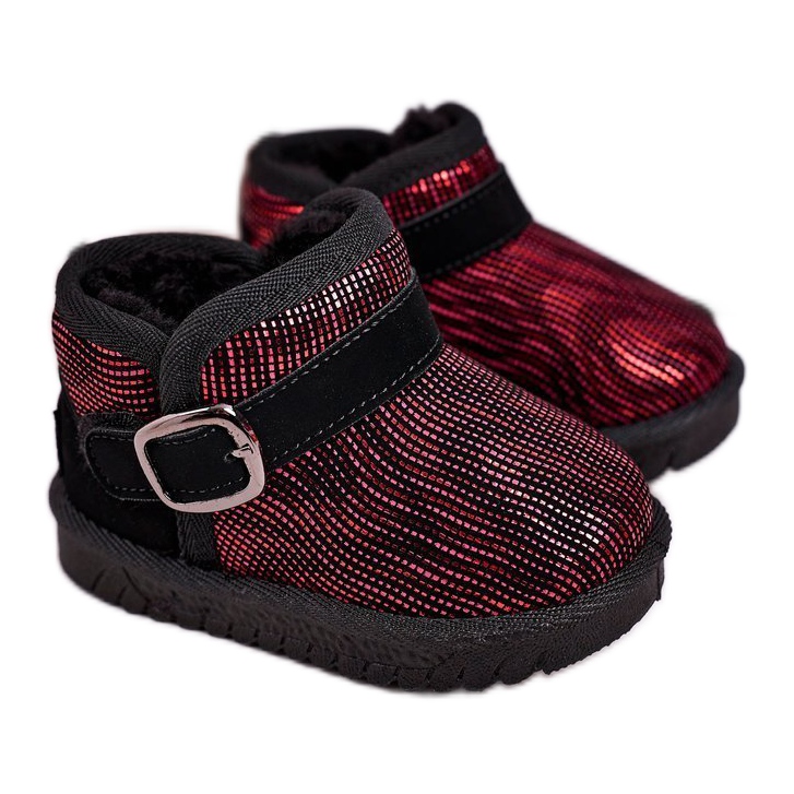 Maiqi Stivali Da Neve Per Bambini Con Pelliccia Rosso Nero Dreamy