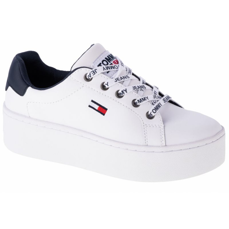 Tommy Hilfiger Iconic Leather Flatform scarpe in EN0EN01113-YBR bianca