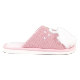 Bona Pantofole Calde Con Applicazione bianco rosa