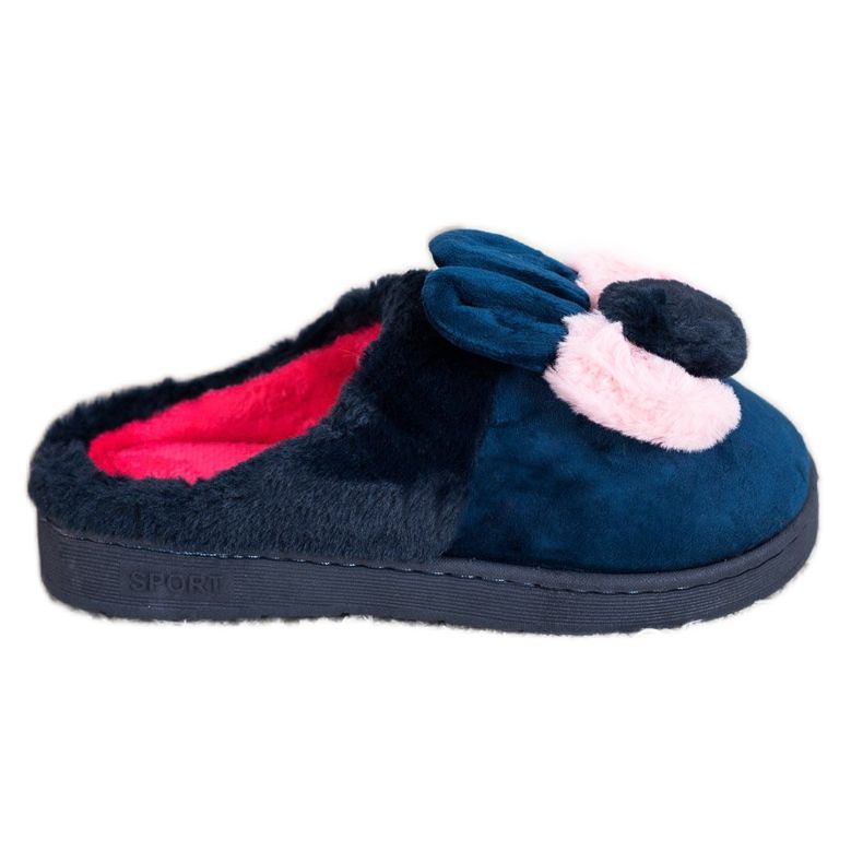 Bona Pantofole blu navy con danni rosa