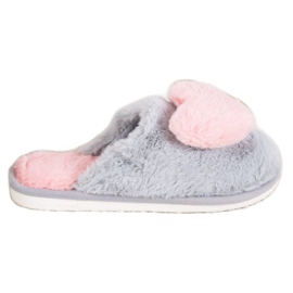 Bona Pantofole Con Un Cuore rosa grigio