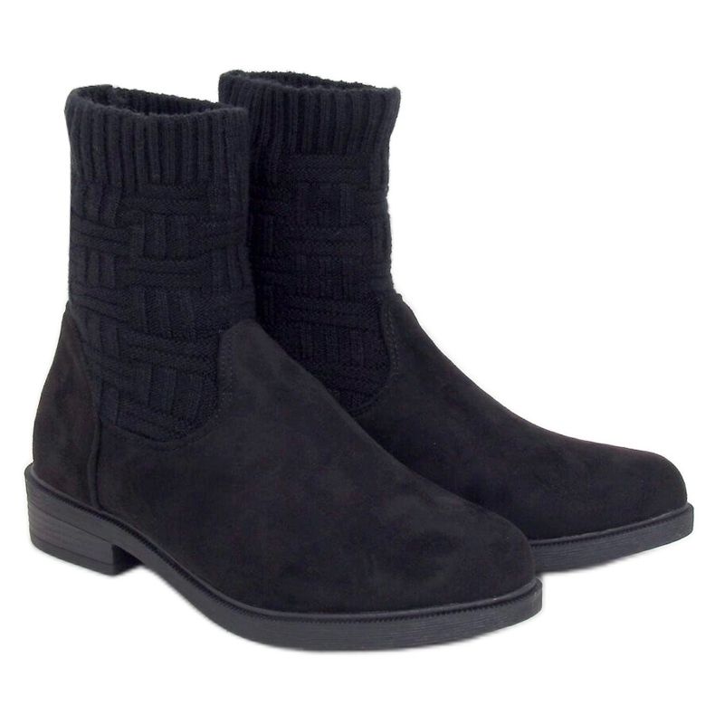 Stivali con tomaia in maglia nera E2100 Black nero