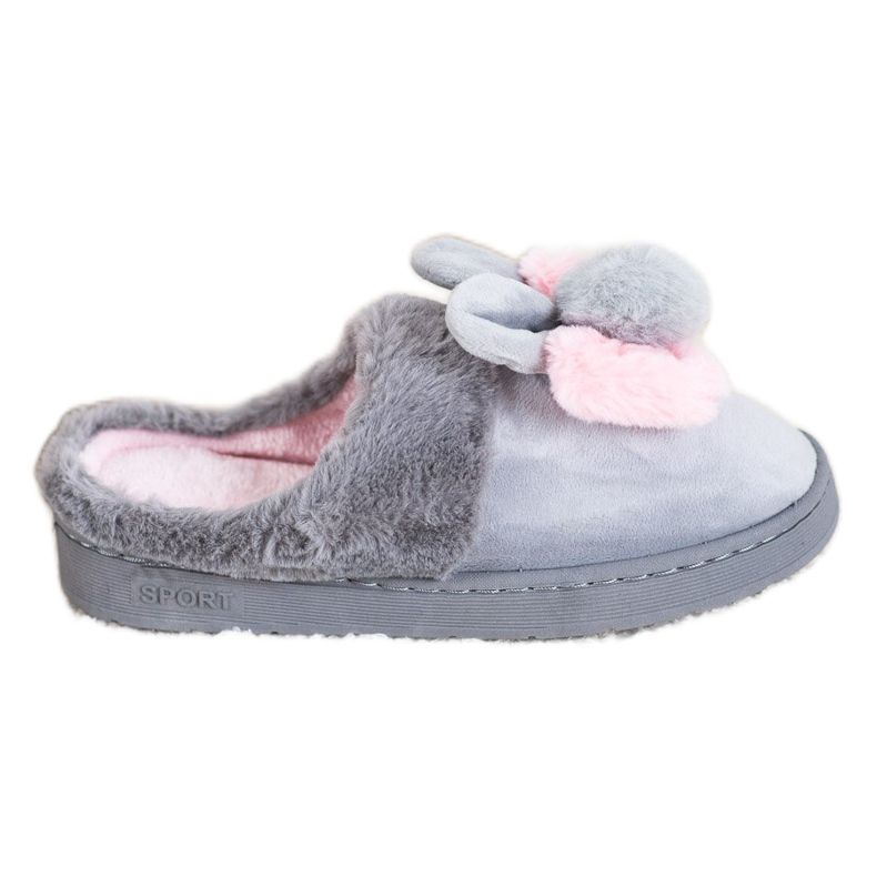 Bona Pantofole grigie con danni rosa grigio