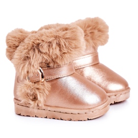 FRROCK Caldi stivali da neve per bambini con pelliccia JellyBeans oro rosa