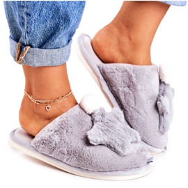 Pantofole Da Donna Con Pelliccia E Stelle Grigio Notte-Notte