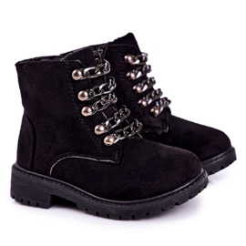 Trappers per bambini con catena in ecopelle scamosciata nera Rock &amp; Roll nero