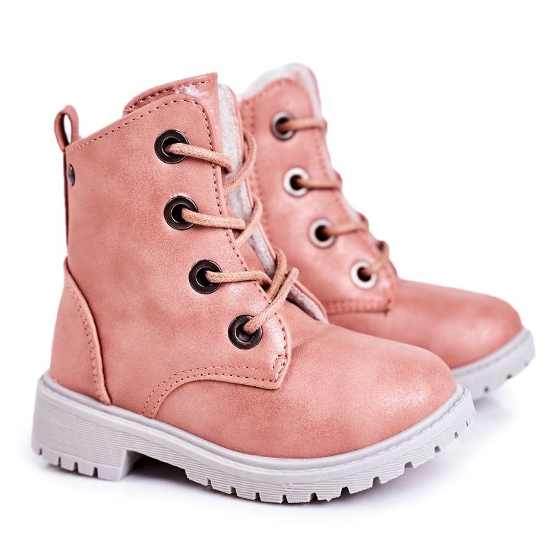 Stivali Trappers Bambini Riscaldati Con Pelliccia Rosa Mia