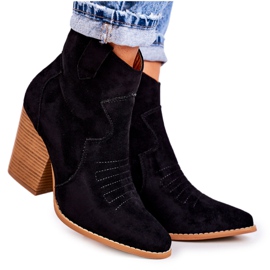 MSMG Stivali da cowboy caldi da donna con tacco nero Margaret