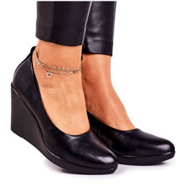PJ1 Décolleté classiche da donna con zeppa Nero Ivonne