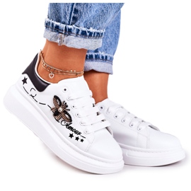 Scarpe Sportive Donna Sneakers Con Mosche Bianche Amour bianco
