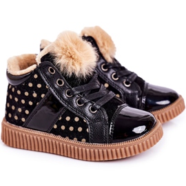 Linshi Stivaletti Caldi Bambini Sneakers A Pois Neri Anastasia nero