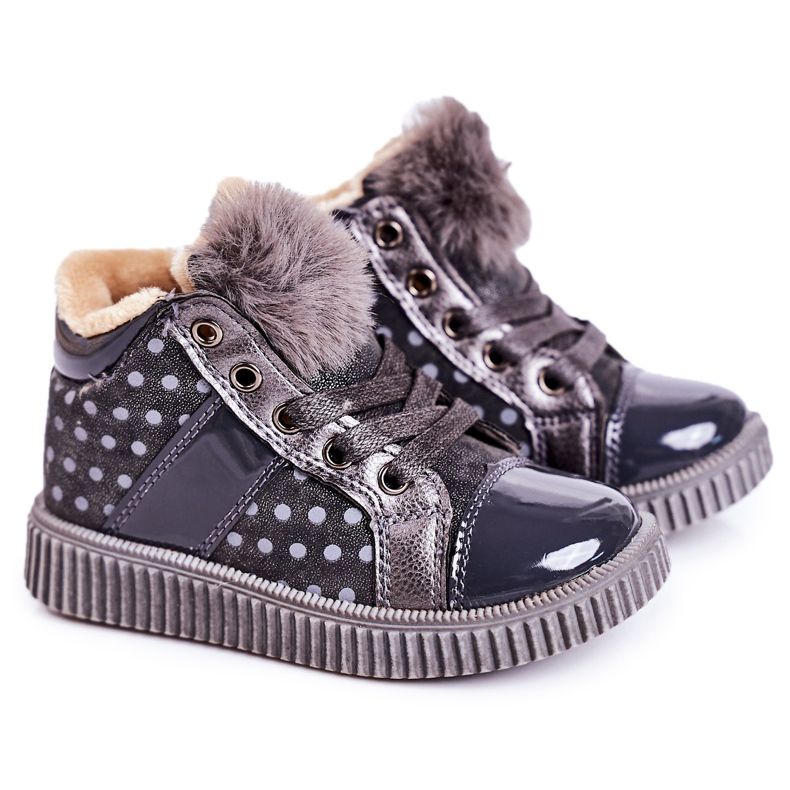 PL1 Sneakers da bambino Warm Boots a pois grigie Anastasia grigio
