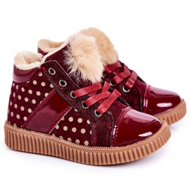 PL1 Stivaletti Caldi Bambini Sneakers In Pois Rosso Anastasia