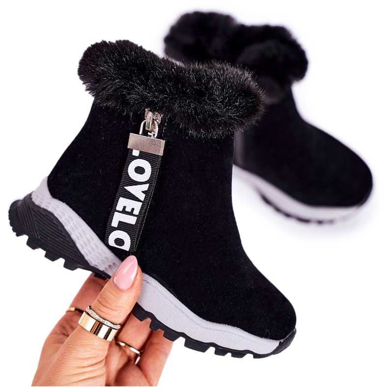 Linshi Stivali Da Neve Caldi Per Bambini Con Pelliccia Nero Love-Love