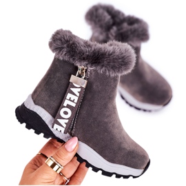 Linshi Stivali Da Neve Caldi Da Bambino Con Pelliccia Grigio Love-Love