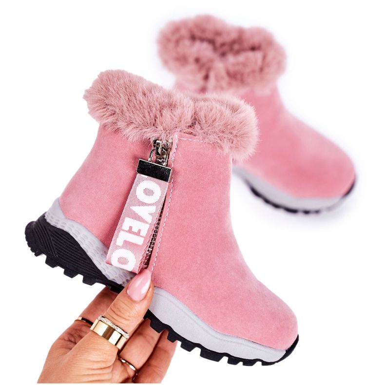 Linshi Stivali Da Neve Caldi Per Bambini Con Pelliccia Rosa Love-Love