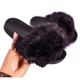 PS1 Pantofole in pelliccia per bambini Fashionista nere nero