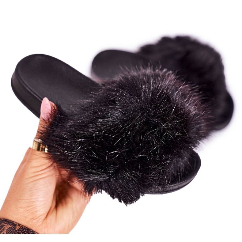 PS1 Pantofole in pelliccia per bambini Fashionista nere nero