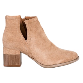 Bella Paris Stivaletti Scamosciati Con Taglio beige