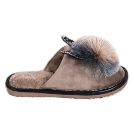 Bona Pantofole Alla Moda Con Pompon beige
