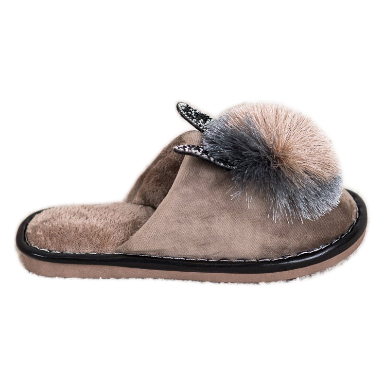 Bona Pantofole Alla Moda Con Pompon beige
