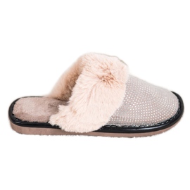 Bona Comode Pantofole Con Pelliccia beige
