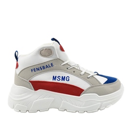 Sneakers bianche, sneakers in denim isolate bianco multicolore