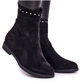 PJ1 Stivali isolanti neri da donna con strass in pelle scamosciata Performance nero