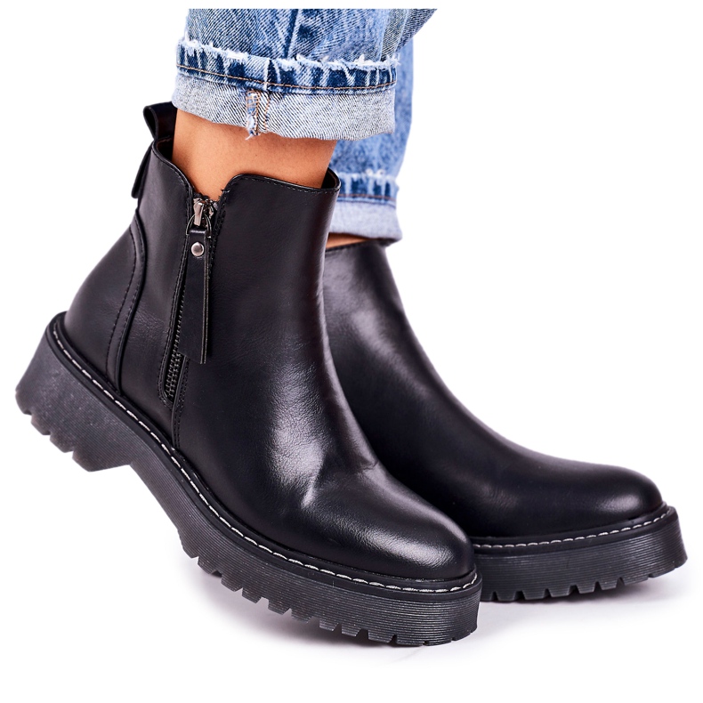 PJ1 Stivali caldi da donna su una suola in gomma Black Moon Walk nero