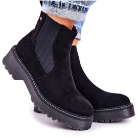 Stivaletti da donna Stivali Jodhpur Su una suola in gomma Suede Nero Voyager