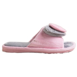 Bona Pantofole Calde Con Un Cuore rosa grigio