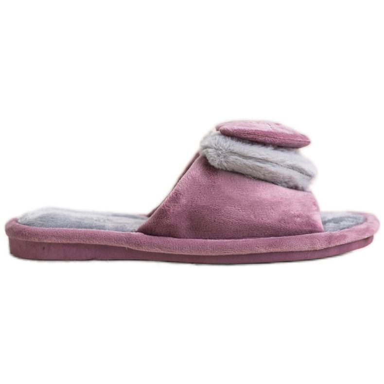 Bona Pantofole Calde Con Un Cuore viola grigio
