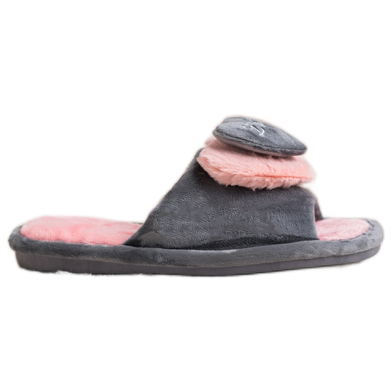 Bona Pantofole Calde Con Un Cuore rosa grigio