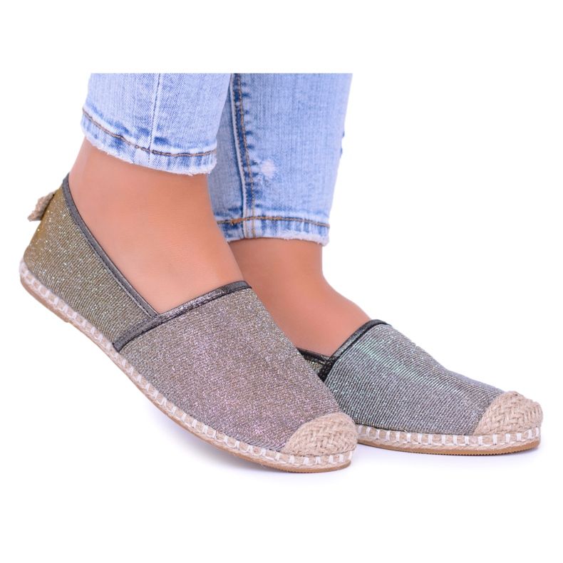 Lu Boo Glitter Espadrillas Slip On da donna Miravet grigio d'oro